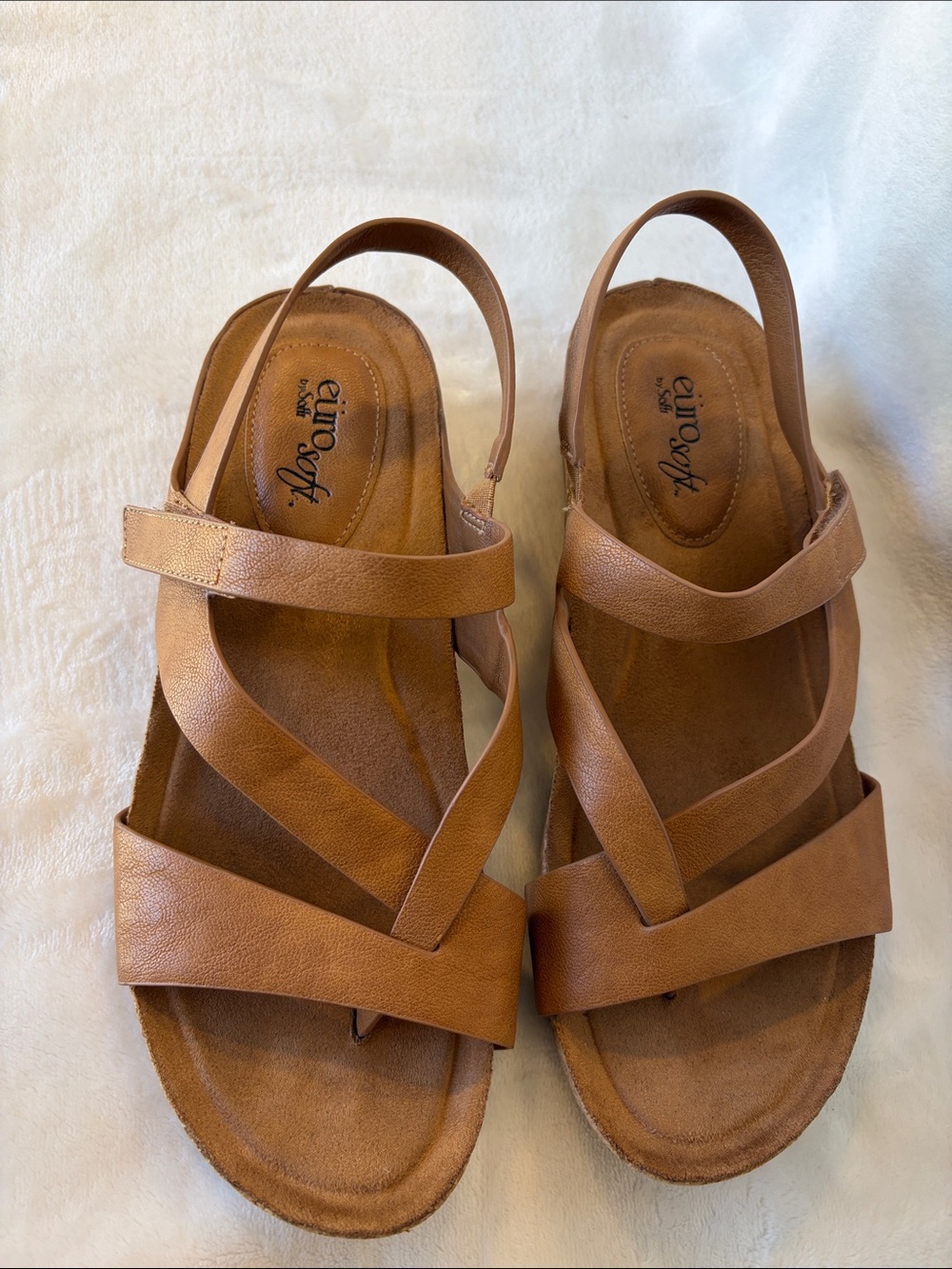 Euro Soft Women's Tan Strappy Slingback Sandals - Picture 3 of 5